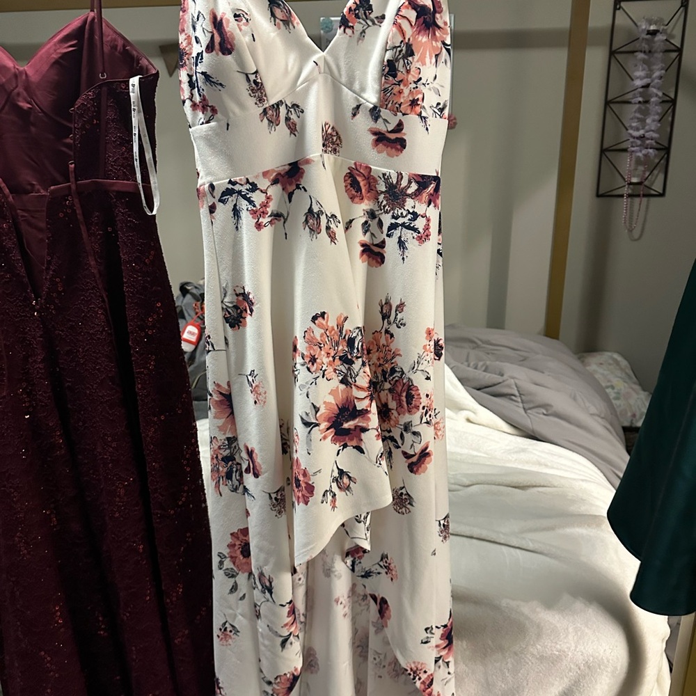 Floral White and Pink Dress